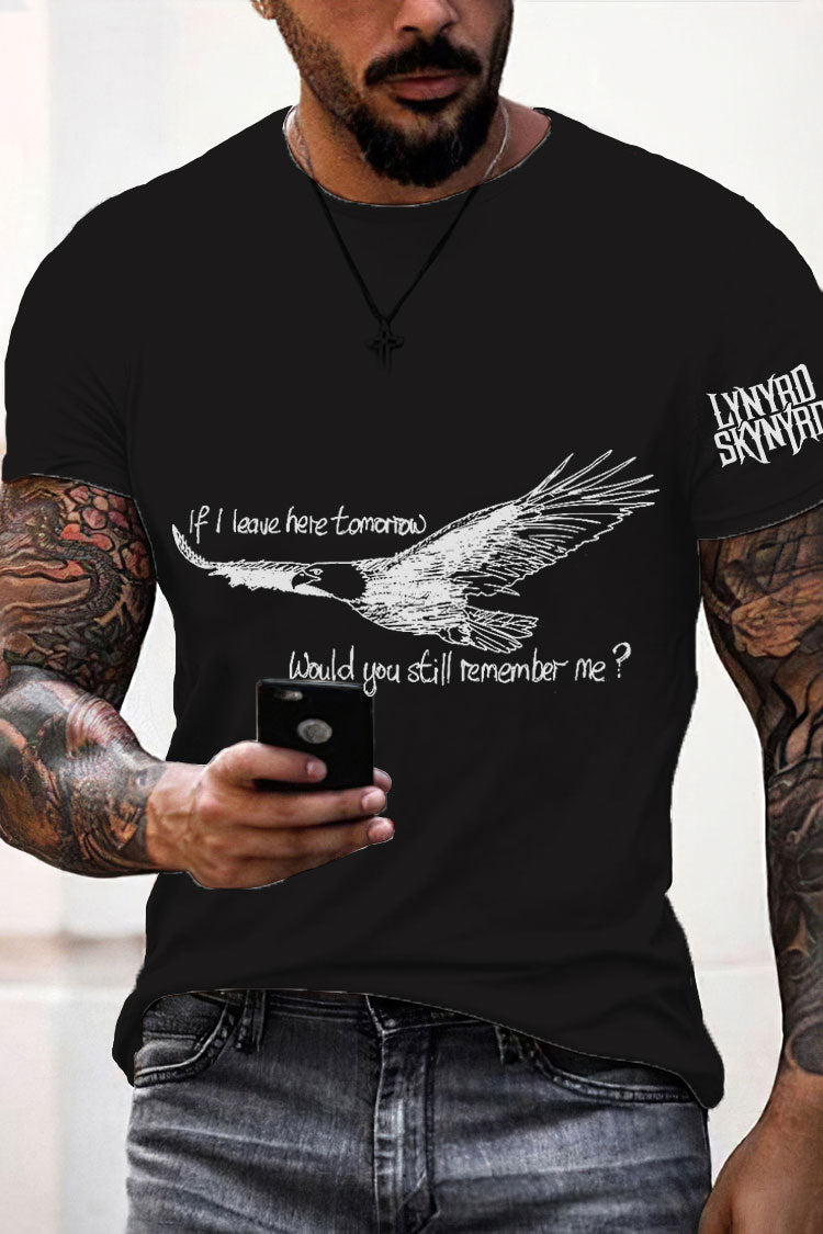 Men's Retro Rock Band Free Bird Printed T-shirt