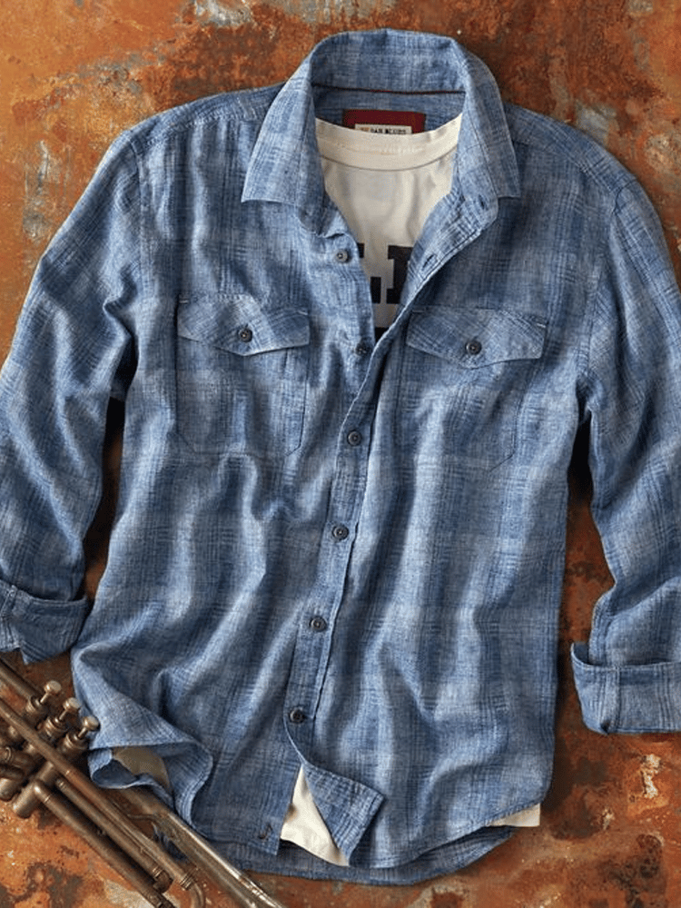 Men's Vintage Western Stripe Pocket Shirt