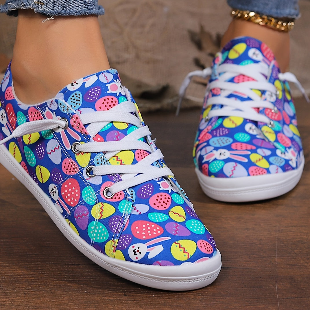 Festive Fun: Women's Cartoon Print Canvas Shoes - Slip-on, Comfy, Lightweight Halloween & Christmas Shoes