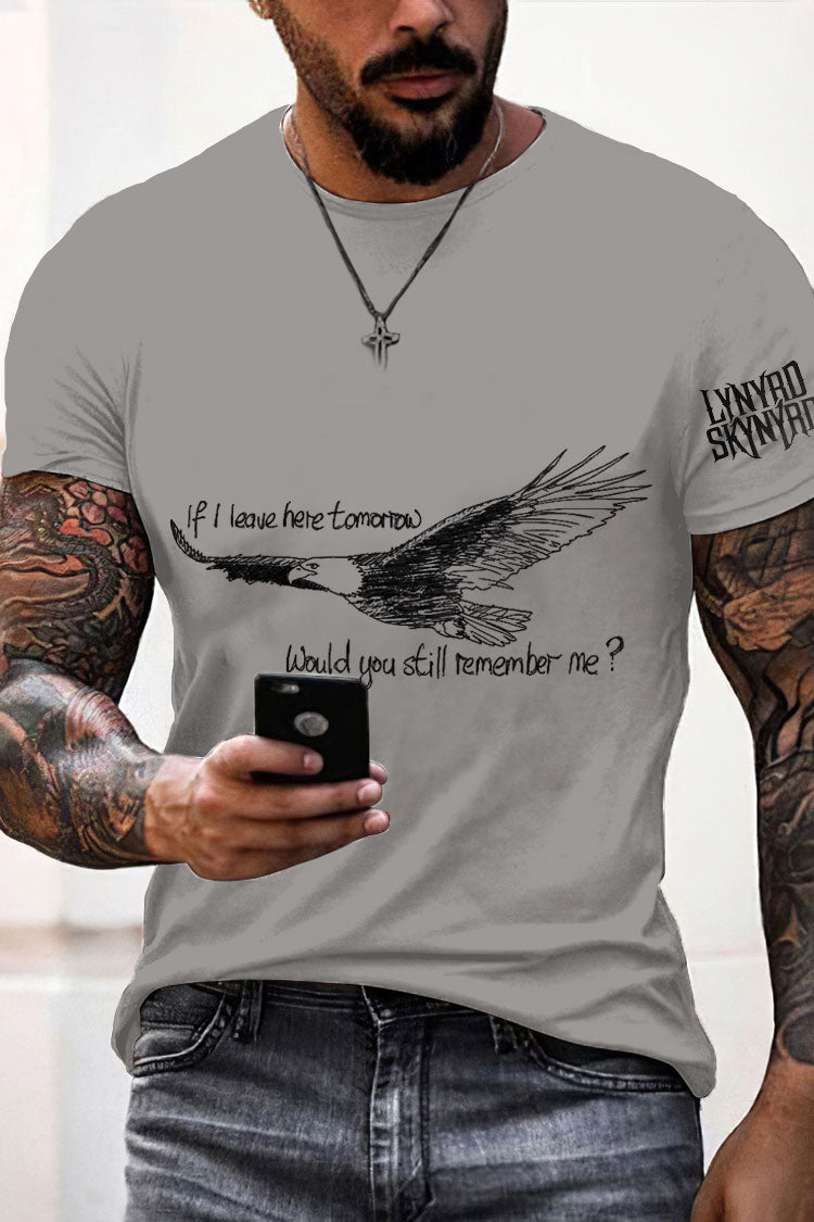 Men's Retro Rock Band Free Bird Printed T-shirt