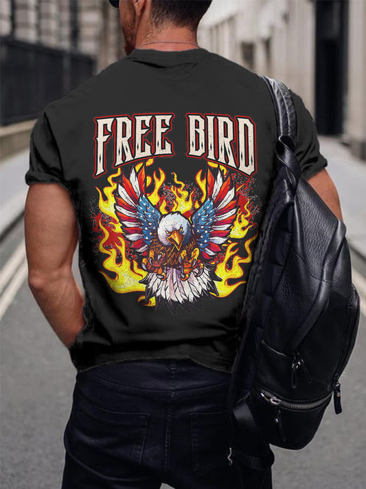 Rock Band Eagles Free Bird Print Men's T-Shirt