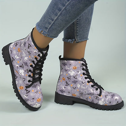 Ghostly Glamour: Women's Halloween Combat Boots - Lace Up in Style!