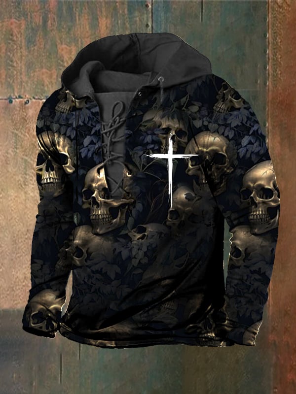 Men's Vintage Dark Skull Hoodie