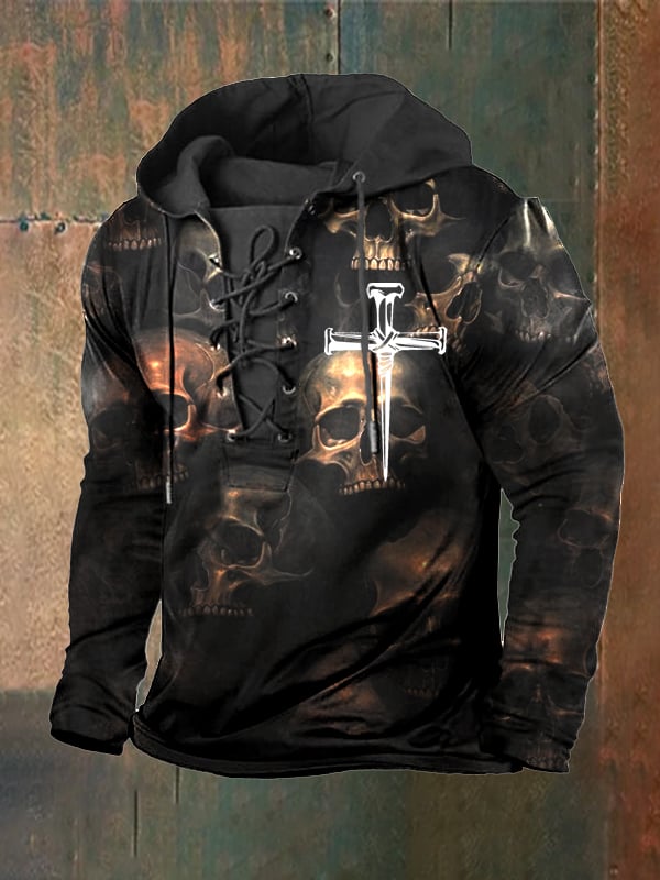 Men's Vintage Dark Skull Hoodie