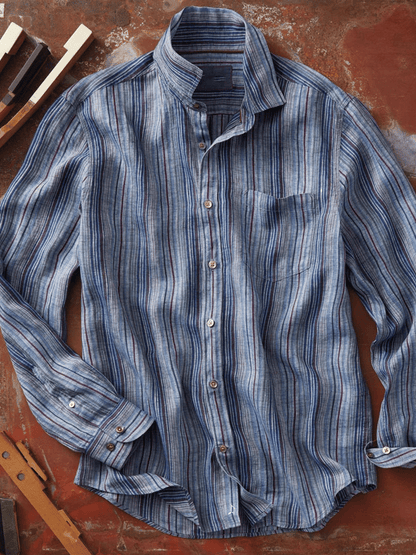 Men's Striped Cotton Long Sleeve Shirt