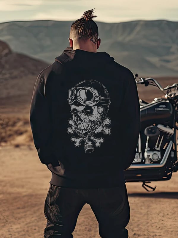 Men's Vintage Motorcycle Print Hoodie