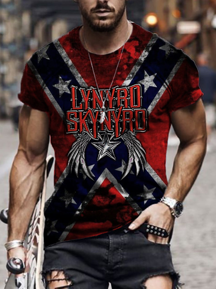 Men's Rock Band Rebel Flag Inspired T Shirt