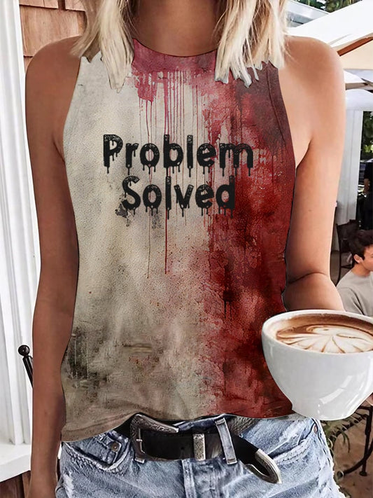 Women's Bloody Problem Solved Halloween Print Vest