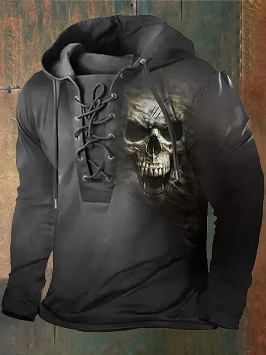 Men's Vintage Dark Skull Hoodie