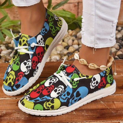 😍Last Day 50% OFF-Halloween Pumpkin & Bat Print Women's Canvas Sandals