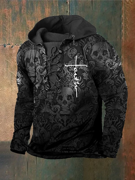 Men's Vintage Dark Skull Hoodie