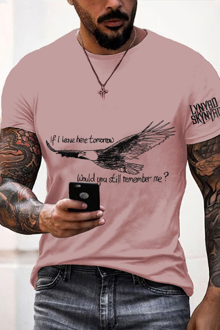 Men's Retro Rock Band Free Bird Printed T-shirt