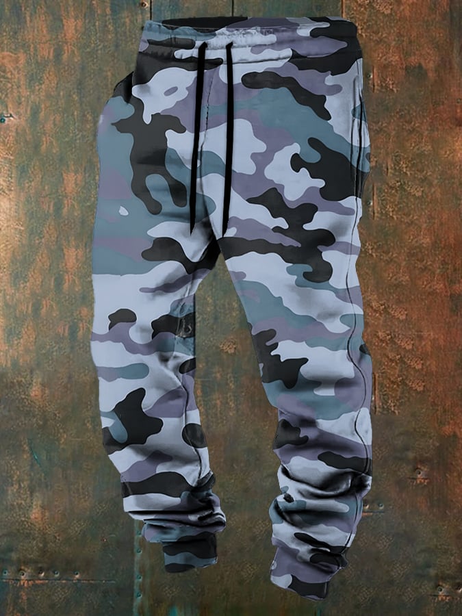 Men's Vintage Camouflage Outdoor Pants with Pockets