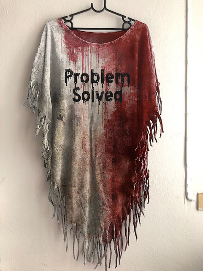 Women's Bloody Problem Solved Halloween Print Vintage Smock