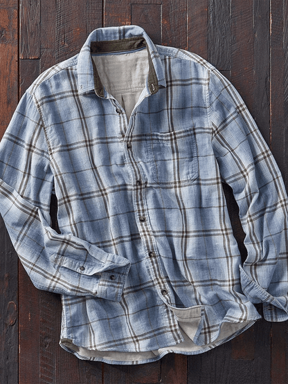 Men's Vintage Western Check Long Sleeve Shirt