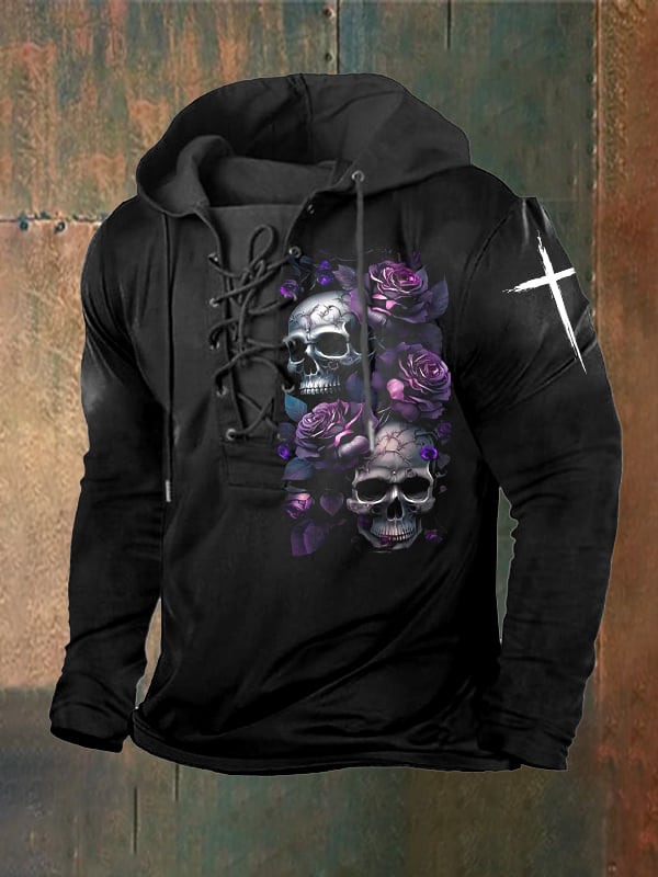 Men's Vintage Dark Skull Hoodie