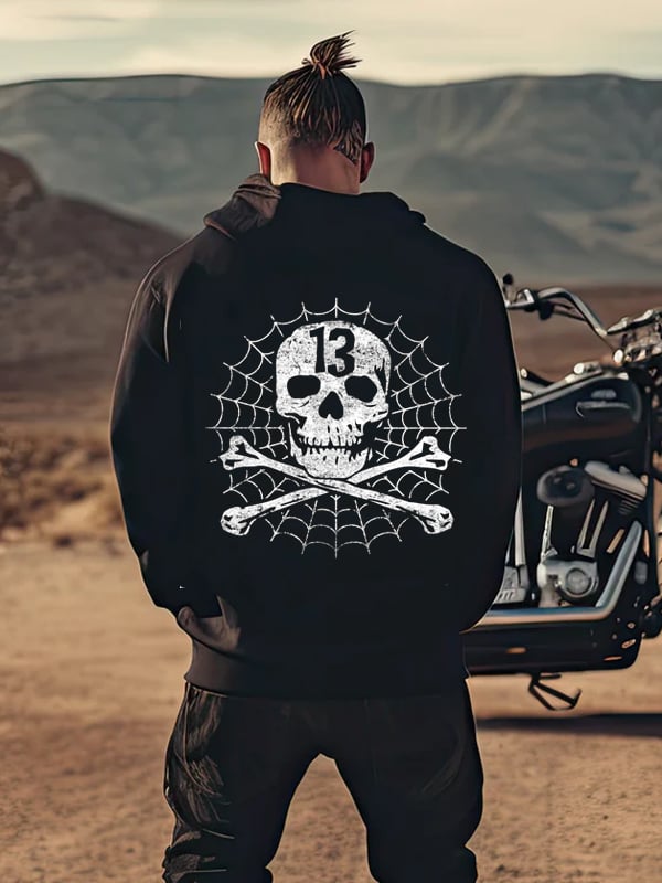 Men's Vintage Motorcycle Print Hoodie