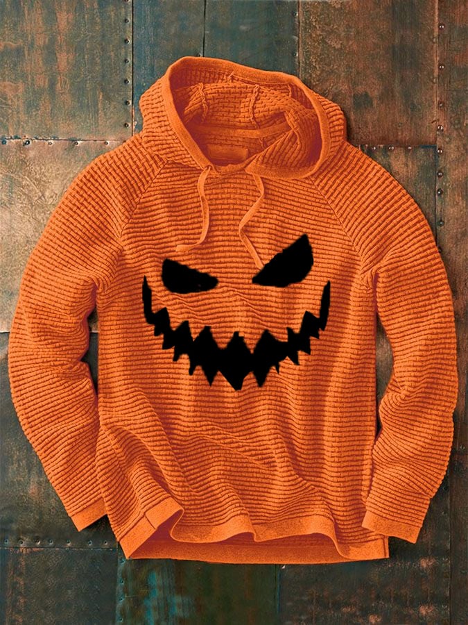 Men's Halloween Grimace Print Casual Hooded Sweatshirt