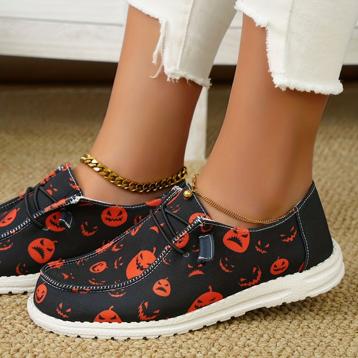 Pumpkin Spice and Everything Nice: Women's Lightweight Lace-up Canvas Shoes for a Stylish Halloween