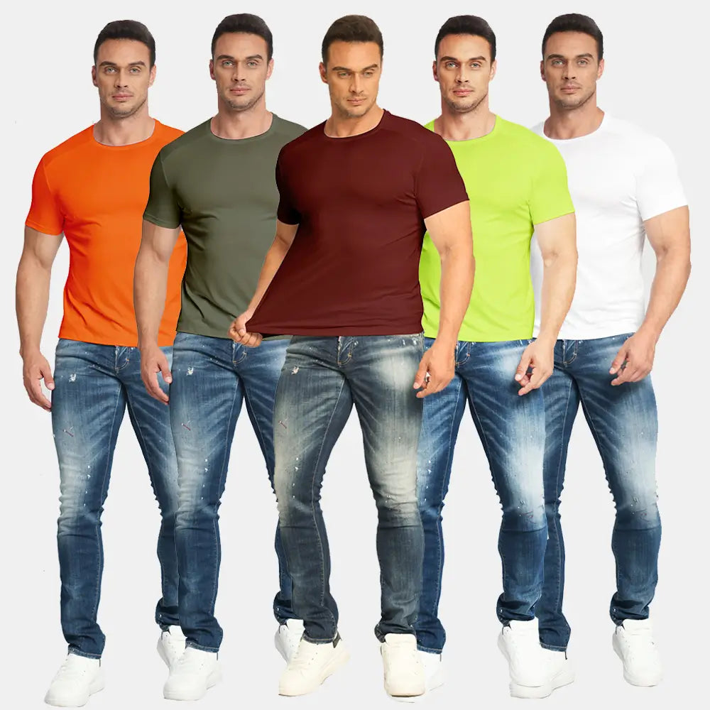 5 Pack Men's Short Sleeve Summer T-Shirts