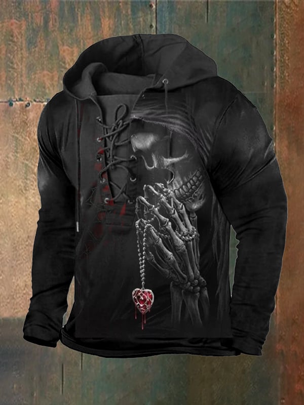 Men's Vintage Dark Skull Hoodie