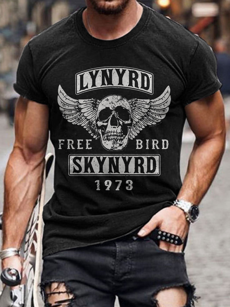 Men's Rock Band Song Free Bird Print Vintage T-shirt