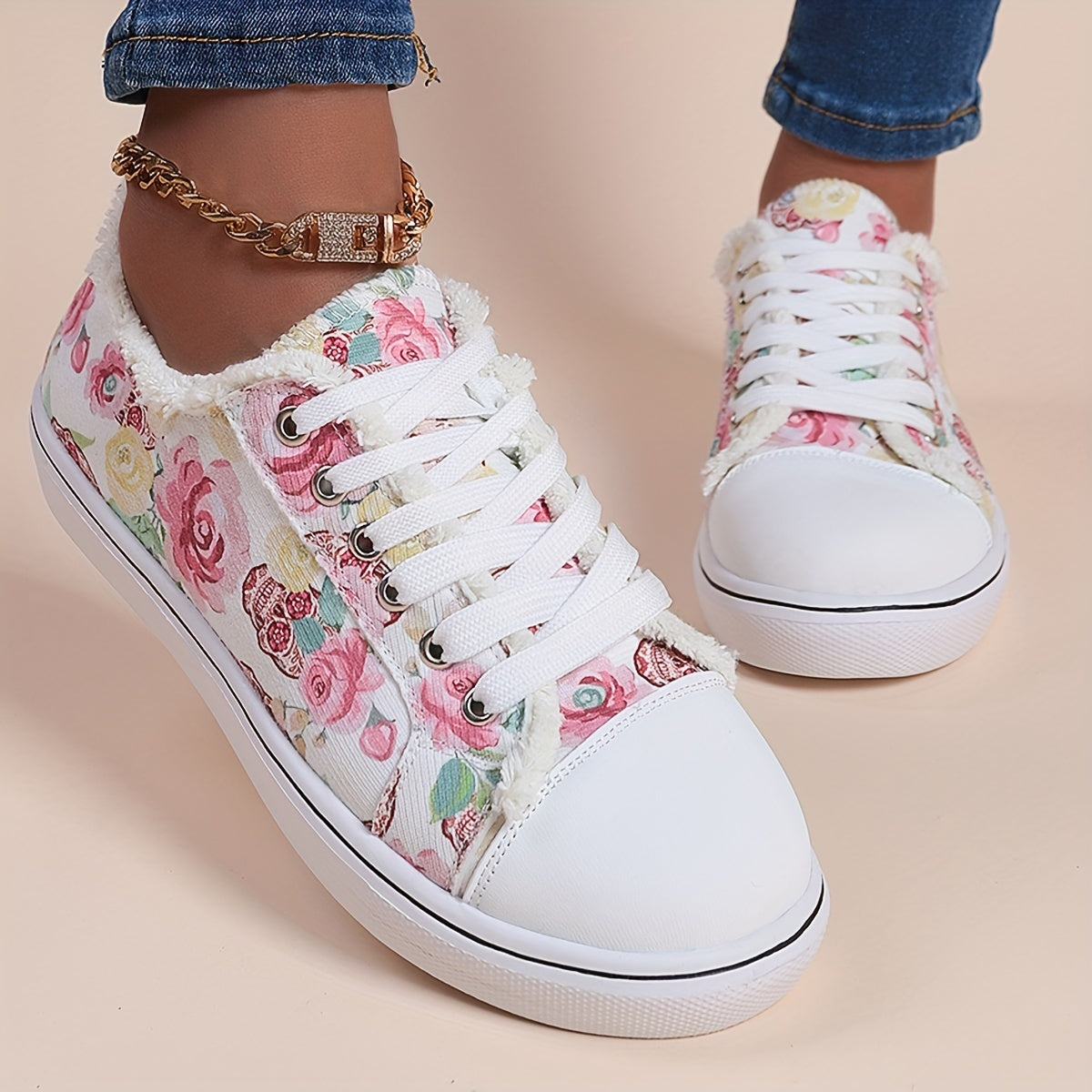 Halloween Rose & Skull Print Women's Flat Canvas Shoes, Casual Walking Sneakers