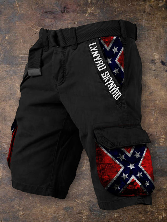 Men's Rock Band Rebel Flag Inspired Cargo Shorts