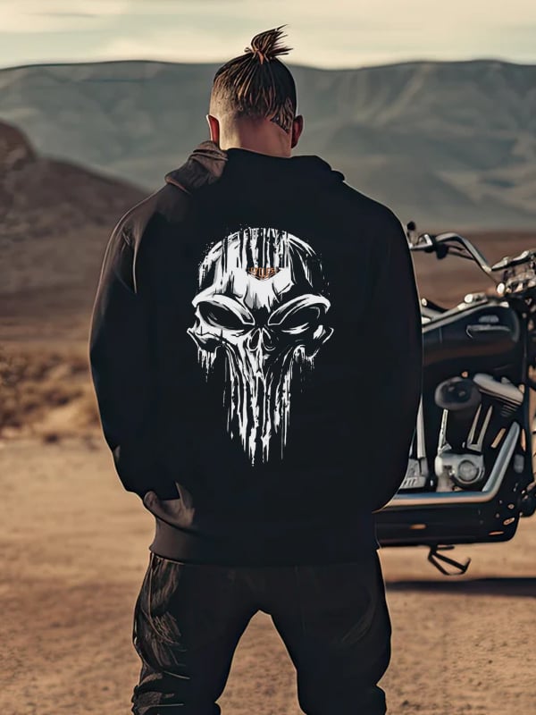 Men's Cycle Skull Back Print Hoodies