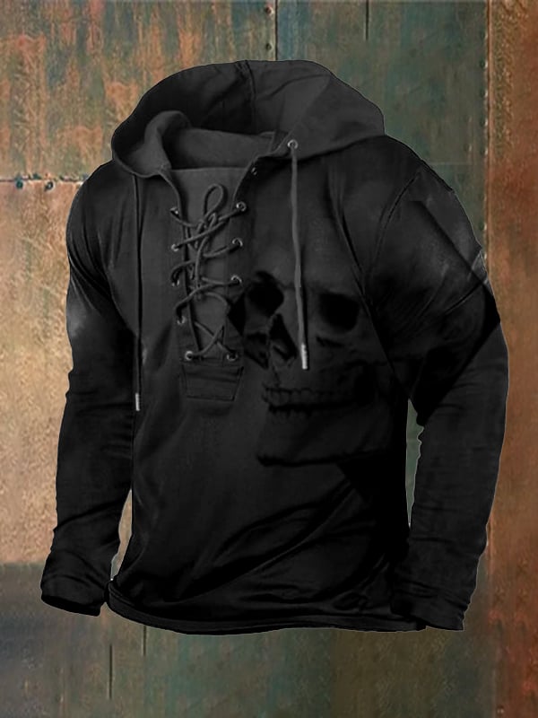 Men's Vintage Dark Skull Hoodie