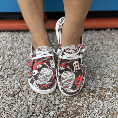 Women's Halloween Mummy Pattern Canvas Shoes - Perfect for Halloween and Outdoor Activities