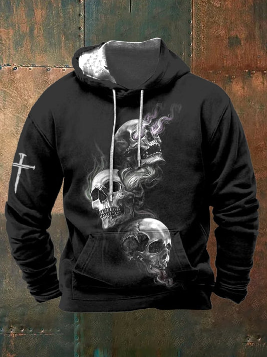 Men's Dark Skull Print Hoodie