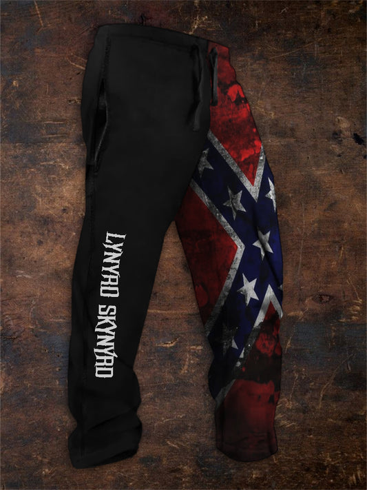 Men's Rock Band Rebel Flag Contrast Color Sweatpants