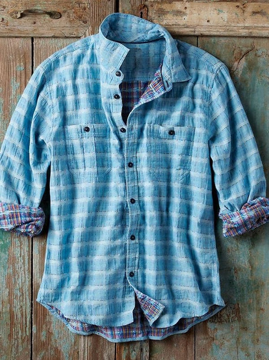 Men's Retro Western Colorful Striped Shirt