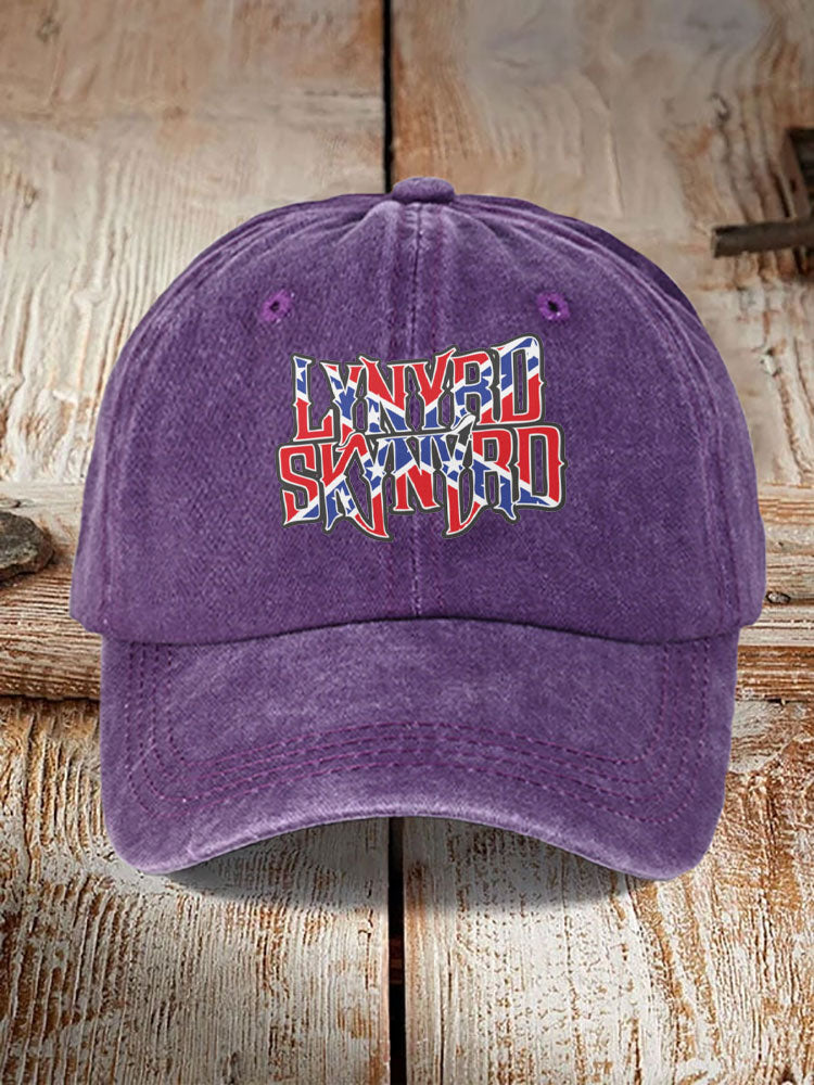 Unisex Casual Retro Rock Band Print Washed Hat