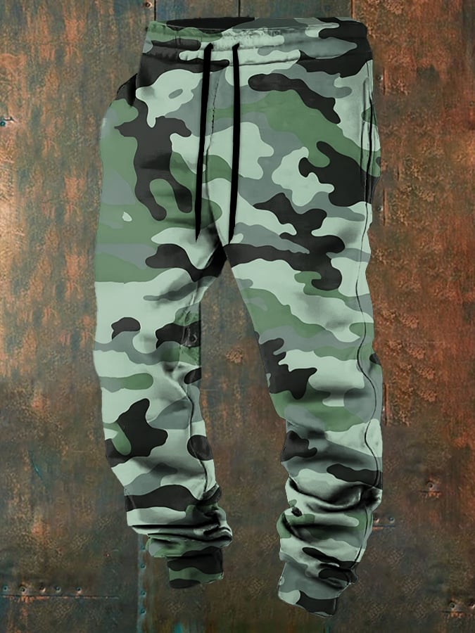 Men's Vintage Camouflage Outdoor Pants with Pockets