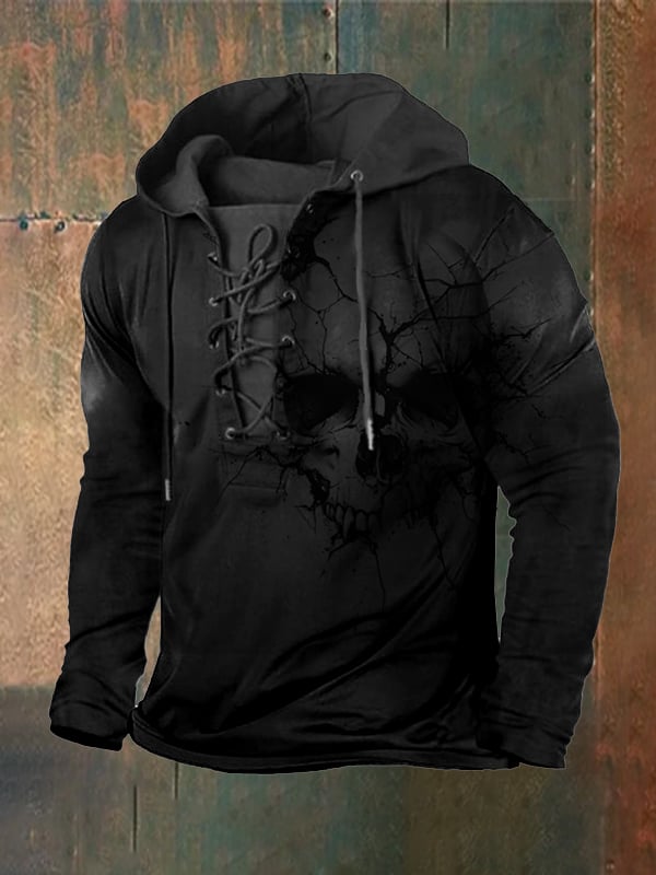 Men's Vintage Dark Skull Hoodie