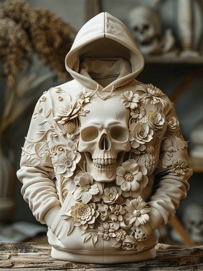 Men's exquisite realistic 3D skull hoodie