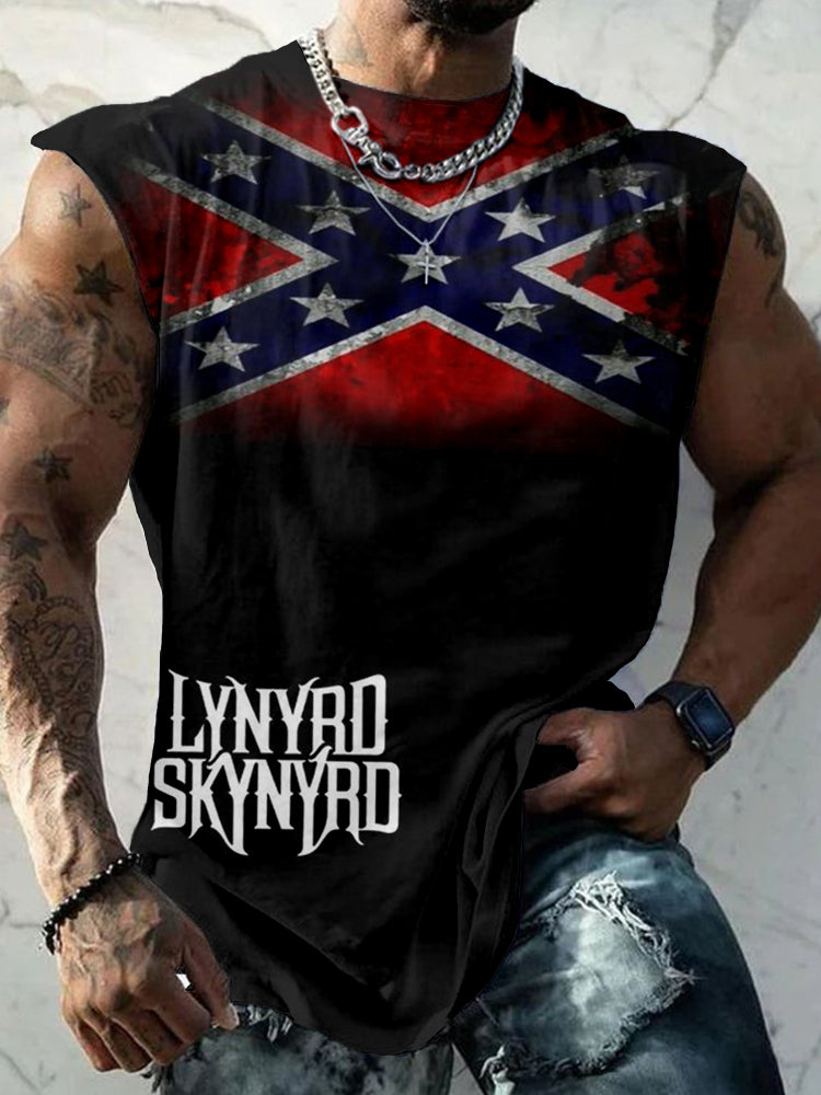 Men's Rock Band Rebel Flag Inspired Tank Top