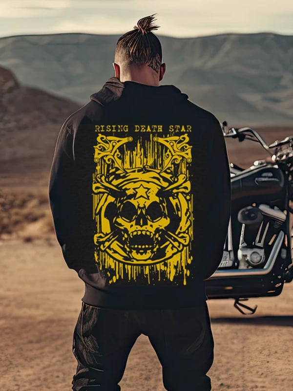 Men's Vintage Motorcycle Print Hoodie