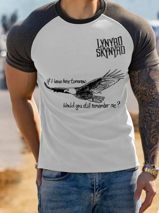 Men's Retro Rock Band Free Bird Printed T-shirt