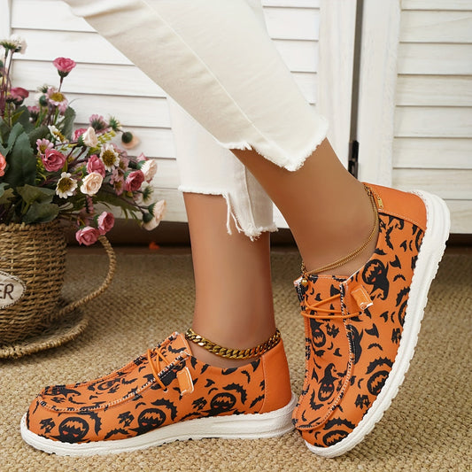 🎃Halloween Promotion 70% OFF –2024 🌹Women's Pumpkin Bat Print Canvas Sandals