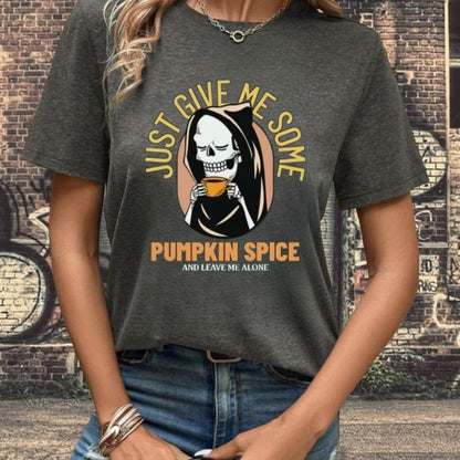 Spooky Chic: Halloween Skull Letter Print T-Shirt - A Must-Have Casual Crew Neck Short Sleeve T-Shirt for Women's Clothing