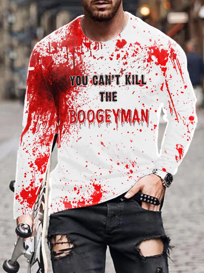 You Can Kill The Boogeyman Halloween Men's Printed Long Sleeve T-Shirt