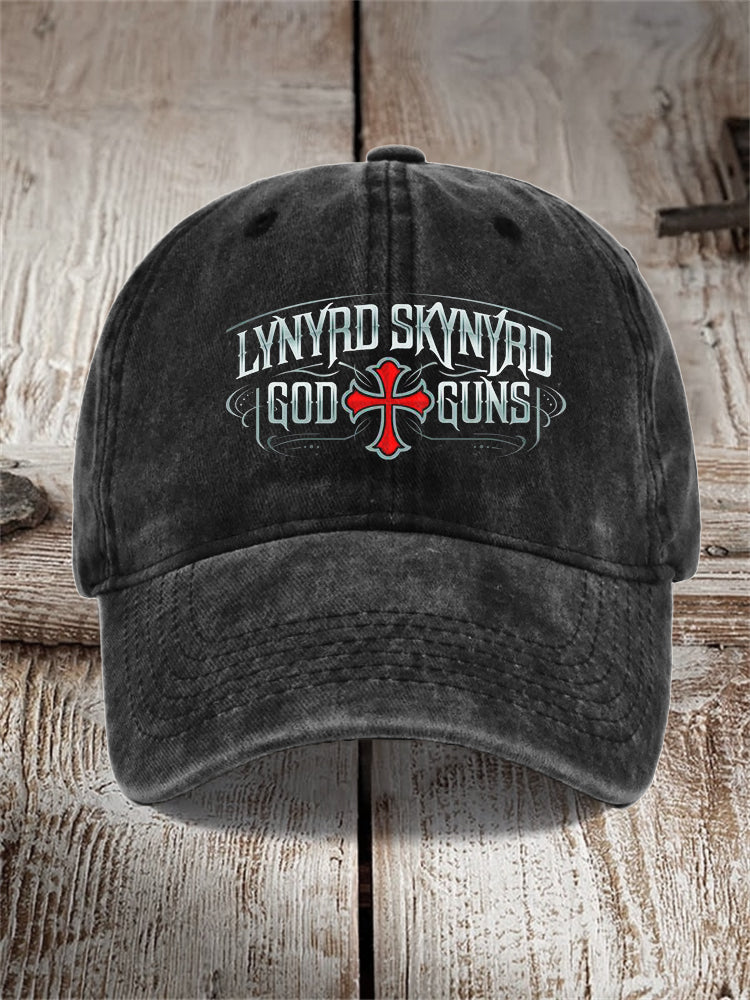 Unisex Rock Band God & Guns Cross Washed Cap