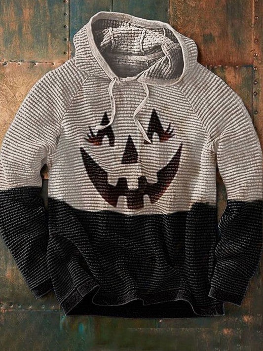 Men's Halloween Color Block Waffle Print Sweatshirt