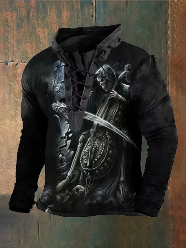 Men's Vintage Dark Skull Hoodie