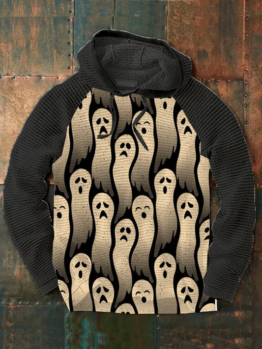 Men's Halloween Ghost Print Casual Hooded Sweatshirt