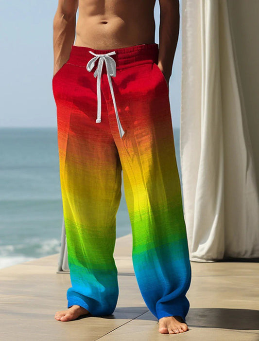 Men's Rainbow Gradient Art Print Sweatpants