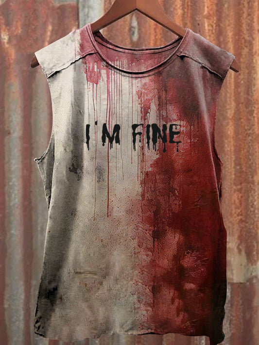 Men's Bloody I'm Fine Halloween Print Vest